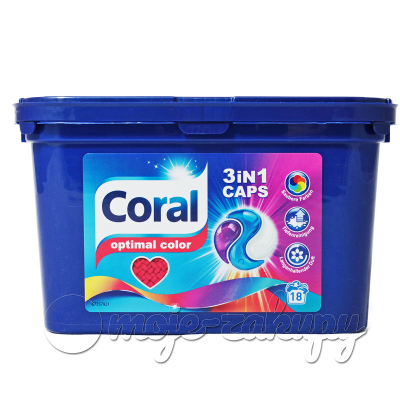 Coral kapsułki do prania 3in1 Optimal Color 18 prań 