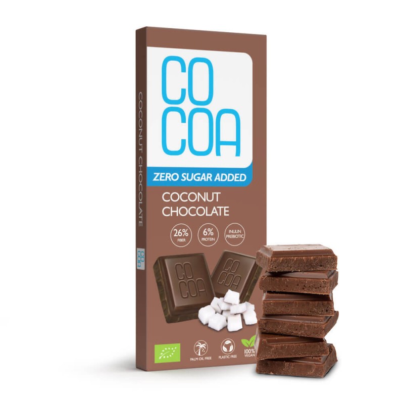 Czekolada Kokosowa BEZ DODATKU CUKRÓW BIO 40 g - COCOA