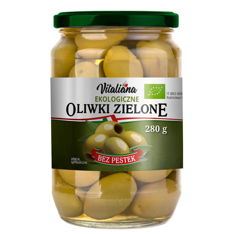 Oliwki Zielone bez pestek w zalewie BIO 280g - Vitaliana