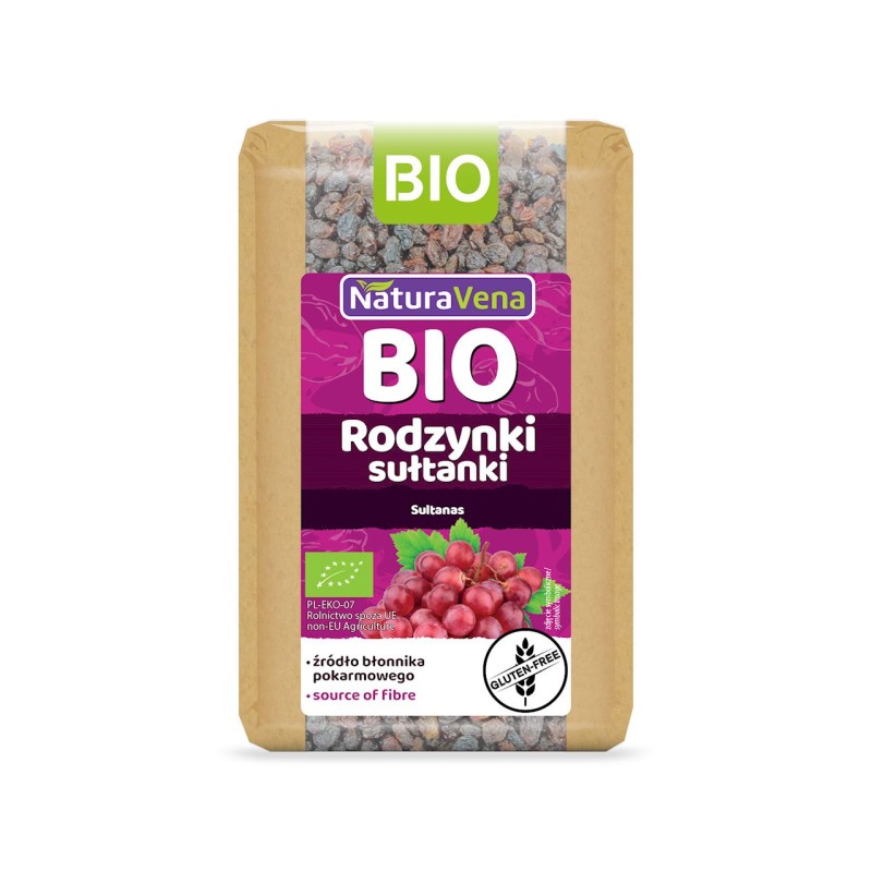 Rodzynki Sułtanki BEZGLUTENOWE BIO 400g - NaturaVena