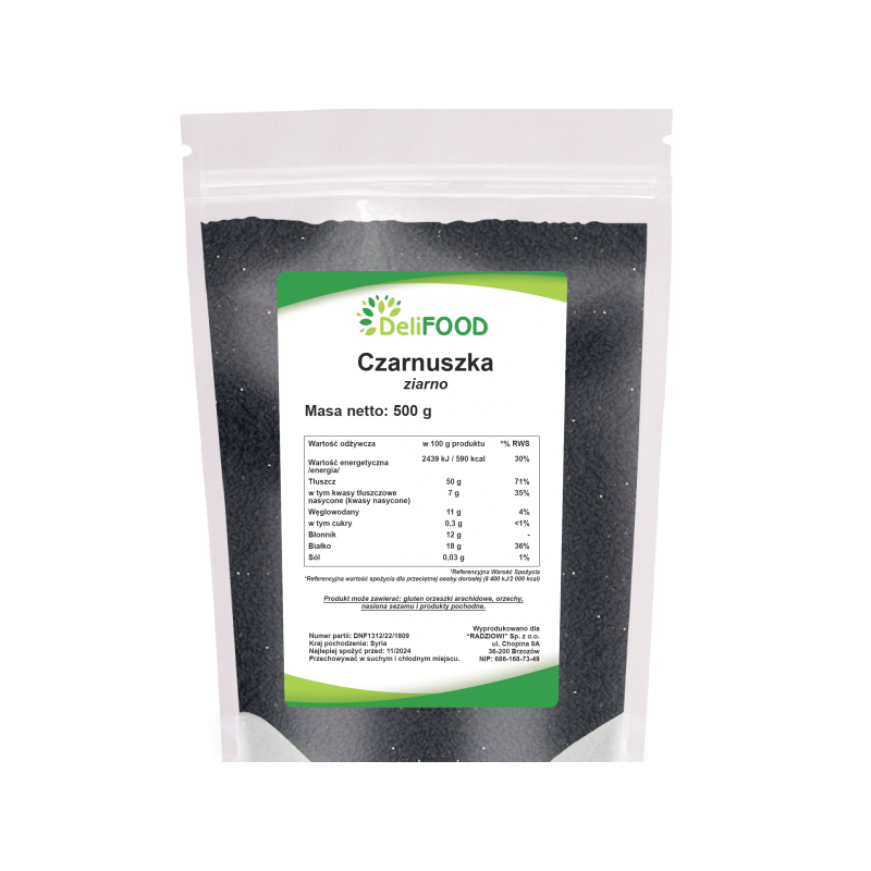 Czarnuszka Nasiona 500g - DeliFOOD