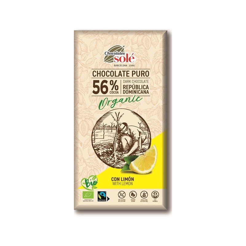 Czekolada gorzka 56% kakao z cytryną BIO 100g