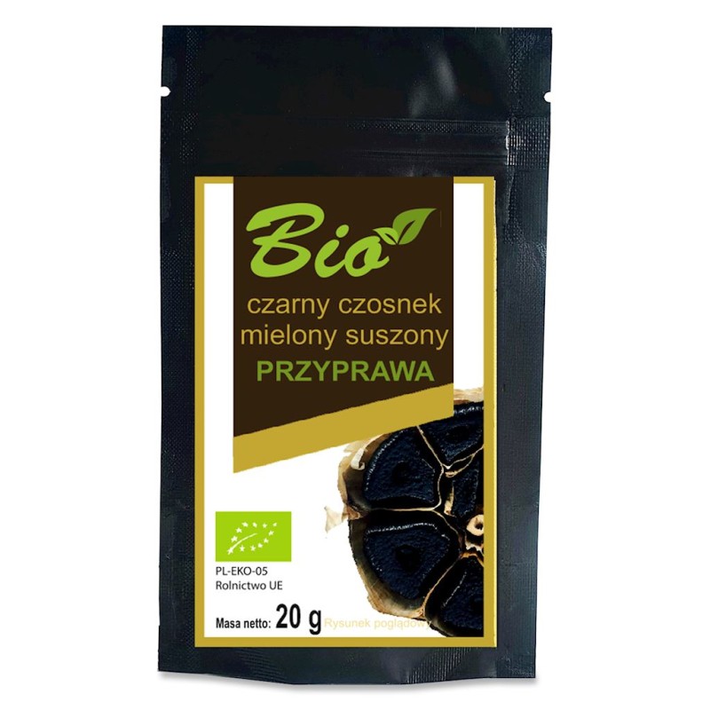 Czarny Czosnek mielony suszony BIO 20g – Przetwory z Natury