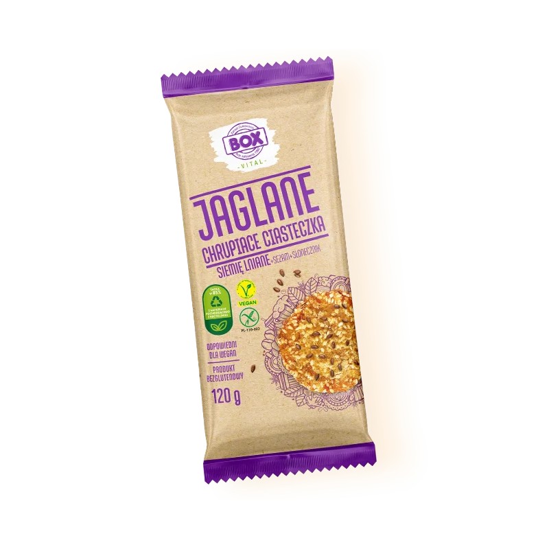 Ciasteczka Jaglane BEZ DODATKU CUKRU Siemię lniane + Sezam + Słonecznik