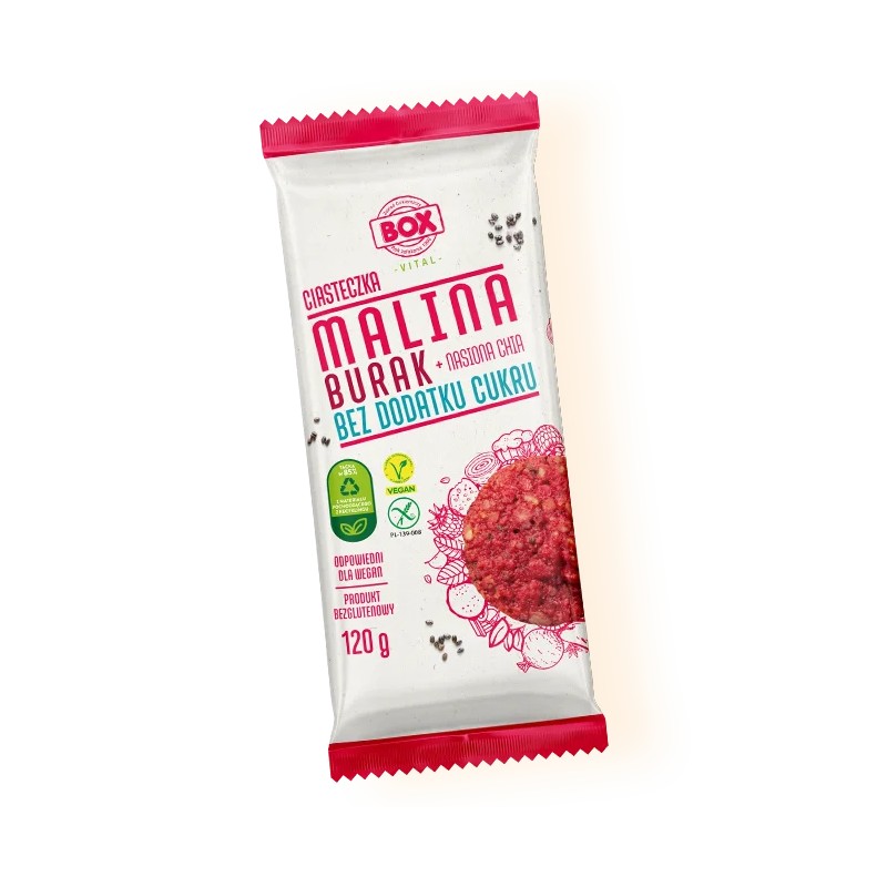 Ciasteczka BEZ DODATKU CUKRU Malina + Burak + Nasiona Chia