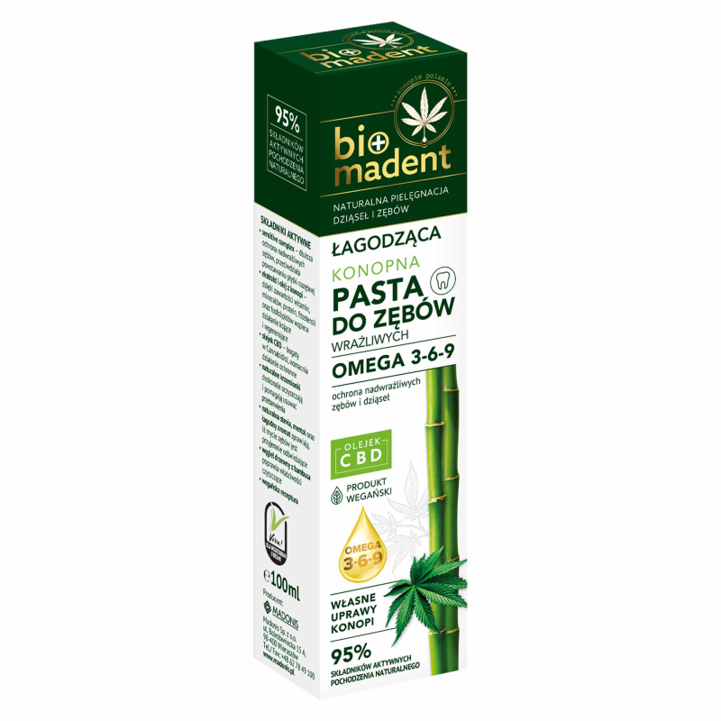 BIO MADENT Konopna, łagodząca pasta do zębów wrażliwych – 100ml