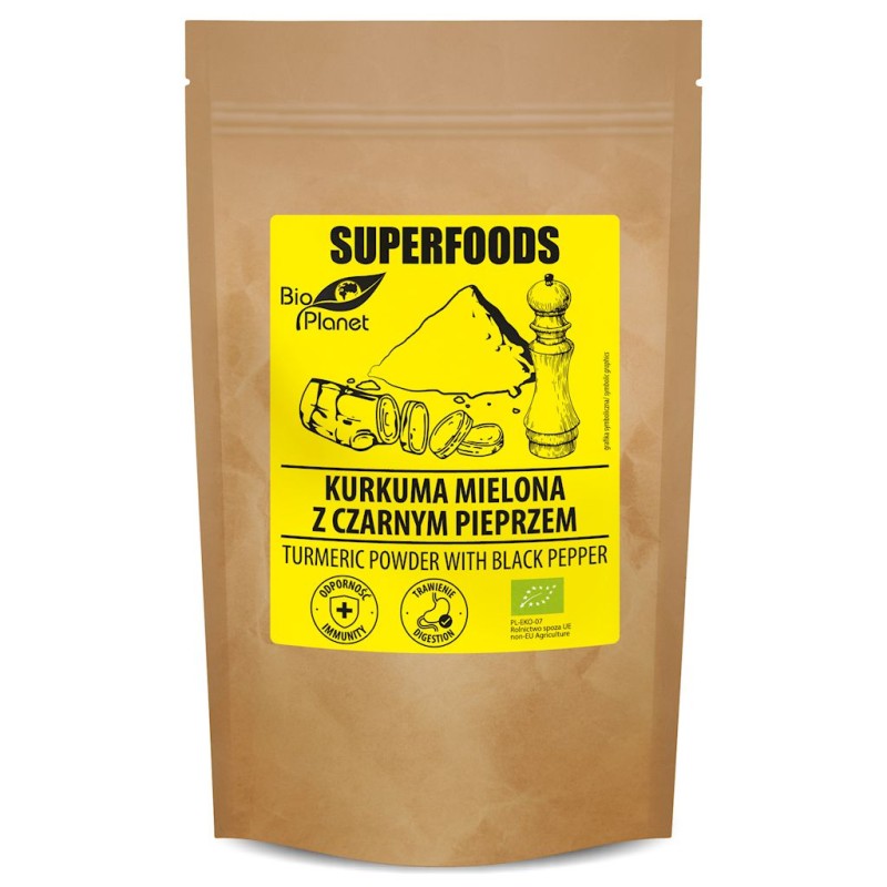Kurkuma mielona z czarnym pieprzem BIO 200g – Bio Planet SUPERFOODS