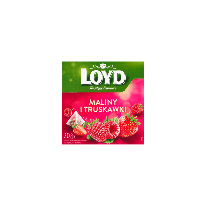 Loyd Herbatka owocowa aromatyzowana o smaku maliny i truskawki 40 g (20 x 2 g)