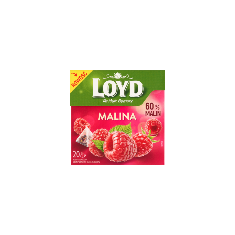 Loyd Herbatka owocowa aromatyzowana o smaku malinowym 54 g (20 x 2,7 g)