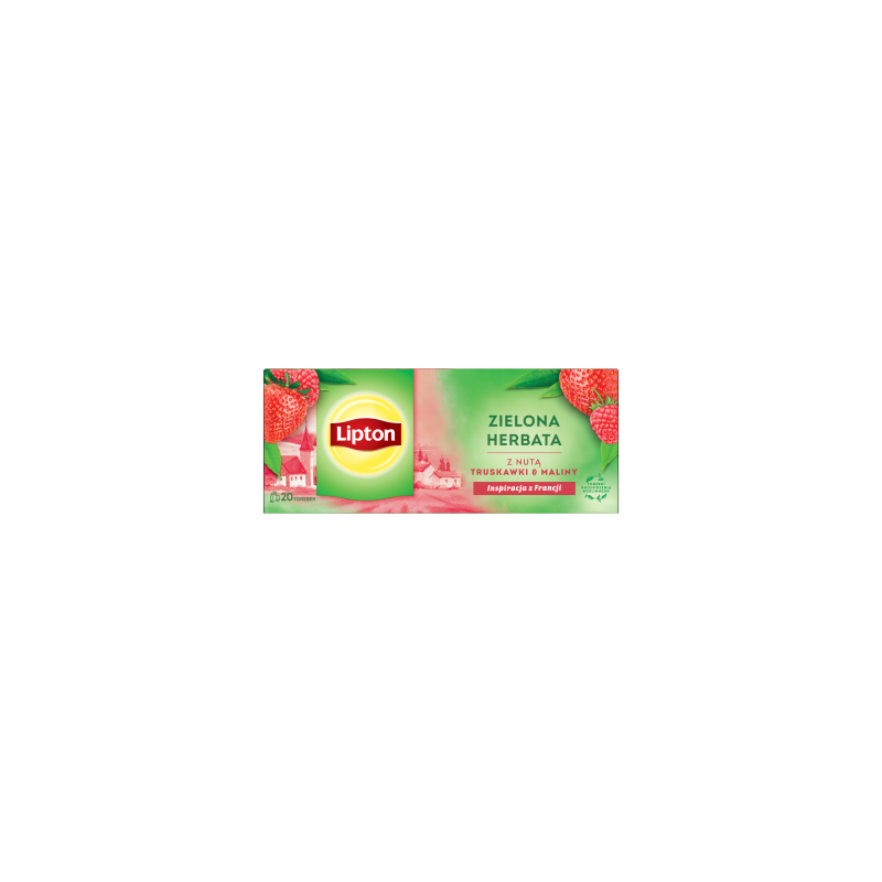 Lipton Zielona herbata z nutą truskawki & maliny 28 g (20 torebek)