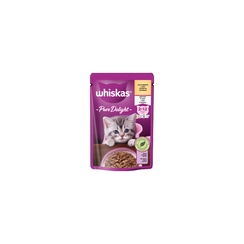 Whiskas Pure Delight Junior Mokra karma dla kociąt z kurczakiem galaretka 85 g
