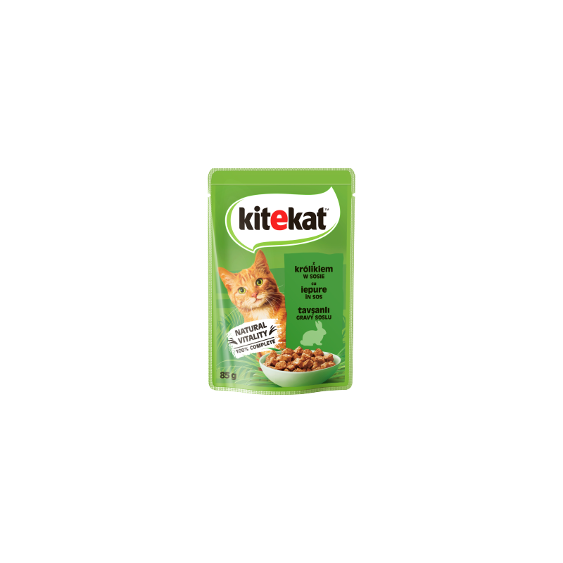 Kitekat Mokra karma dla dorosłych kotów z królikiem w sosie 85 g