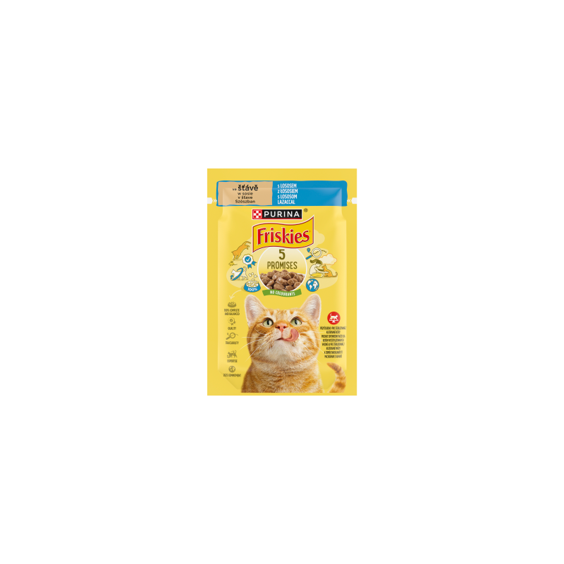 Friskies 5 Promises Karma dla dorosłych kotów w sosie z łososiem 85 g