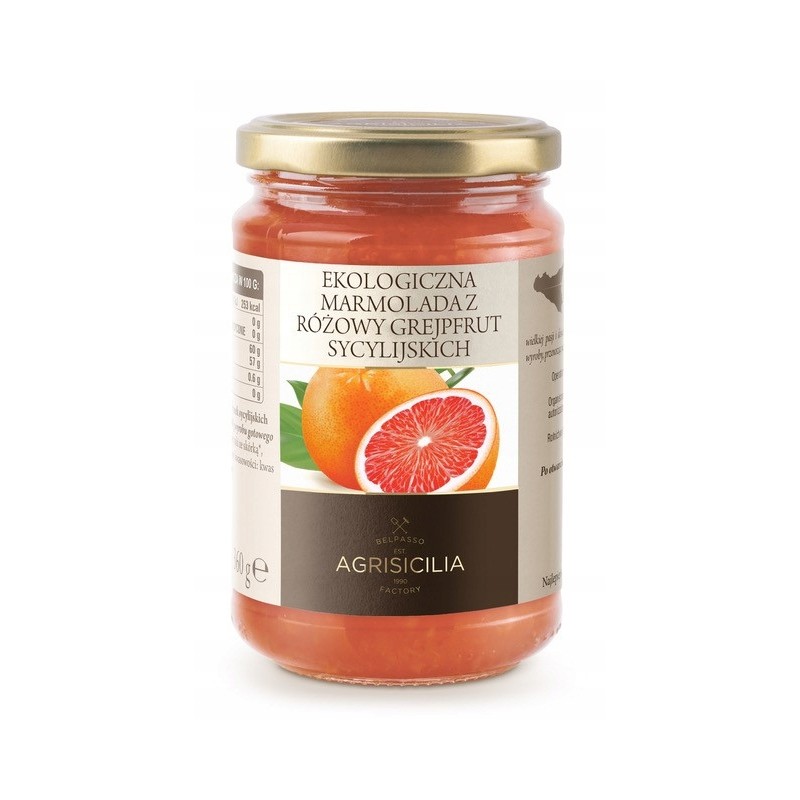 MARMOLADA Z RÓŻOWYCH GREJPFRUTÓW SYCYLIJSKICH BIO 360 g - AGRISICILIA