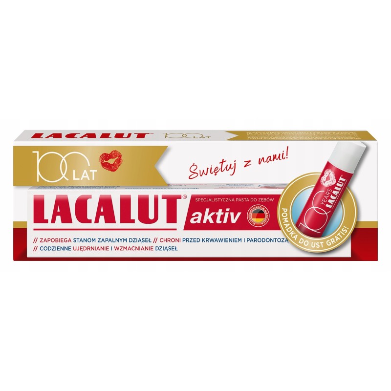 Lacalut Activ pasta do zębów, 75 ml + pomadka do ust 4,8 g