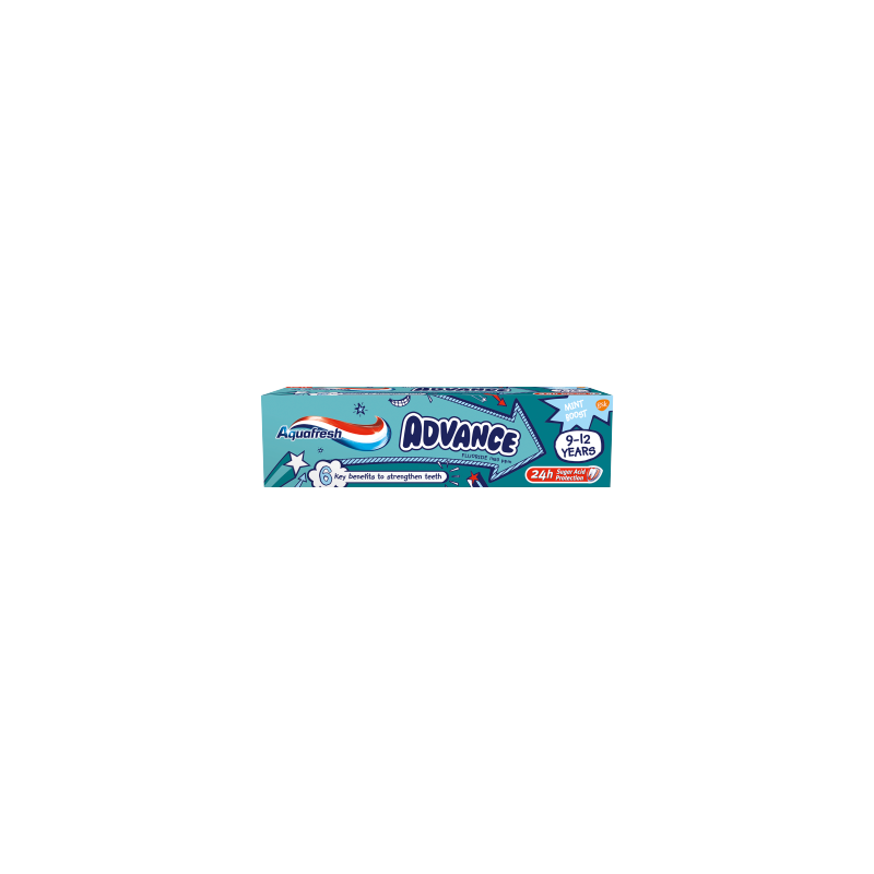 Aquafresh Advance Pasta do zębów stałych z fluorkiem, dla dzieci 9-12 lat, 75 ml