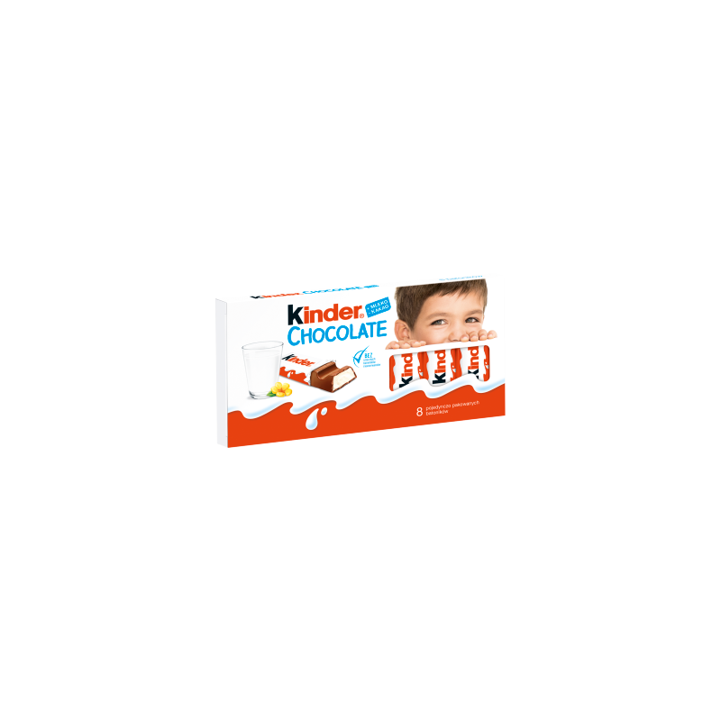 Kinder Chocolate Batonik z mlecznej czekolady z nadzieniem mlecznym 100 g (8 sztuk)
