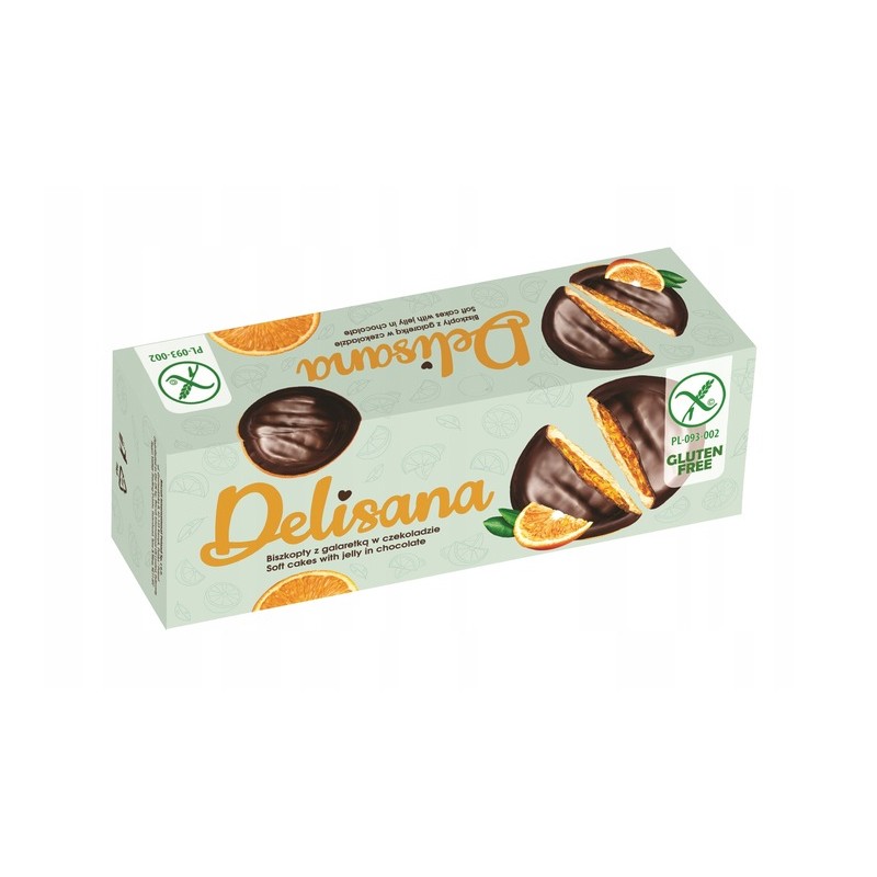 DELISANA delicje Bezglutenowe biszkopty z galaretką pomarańczową 150g