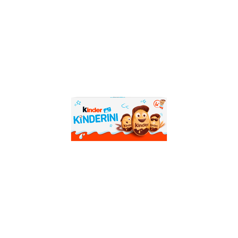 Kinder Kinderini Biszkopty z mlecznymi i kakaowymi dekoracjami 100 g (4 x 2 sztuki)