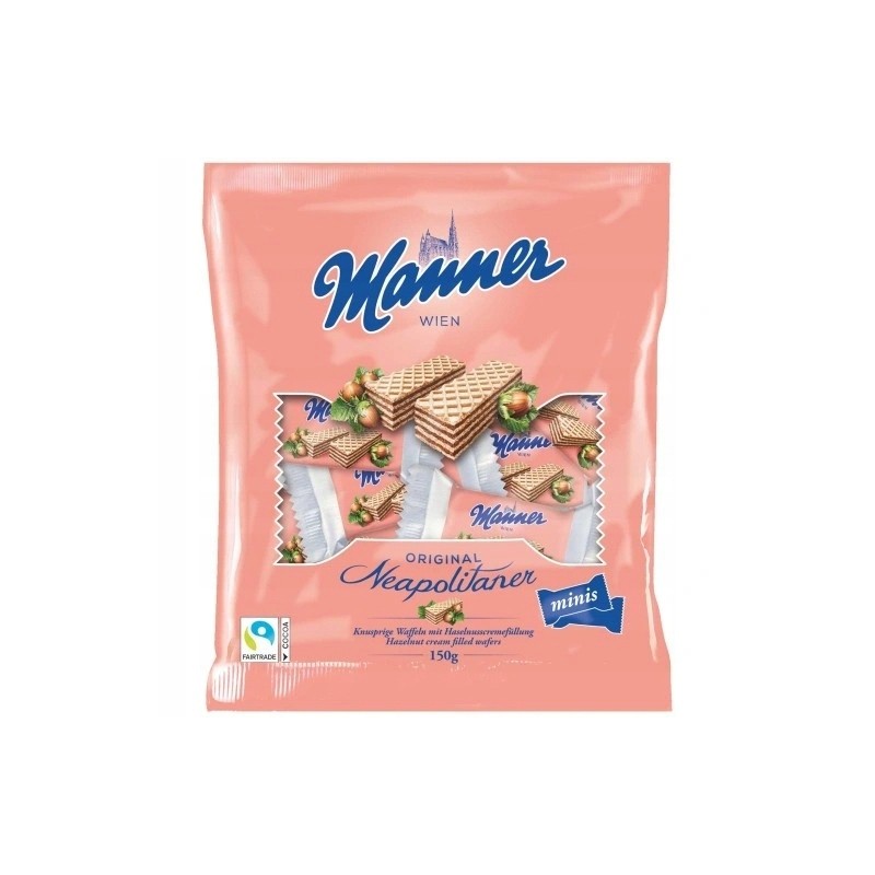 Manner Neapolitan Mini Wafelki z Kremem Orzechowym Wafle Orzechowe 150g