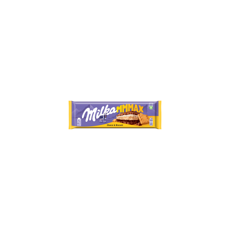 Milka Mmmax Czekolada mleczna z herbatnikiem i nadzieniem kakaowym 300 g