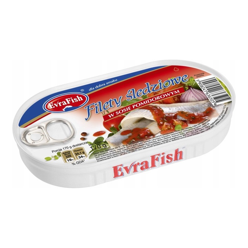 EVRA FILET ŚLEDZIOWY W SOSIE POMIDOROWYM 170G