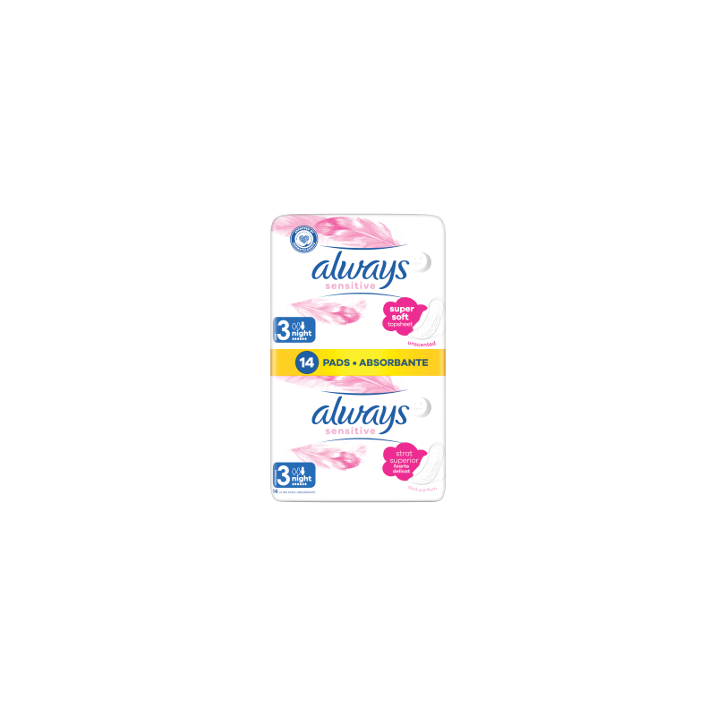 Always Ultra Sensitive Podpaski Night, 14 sztuk