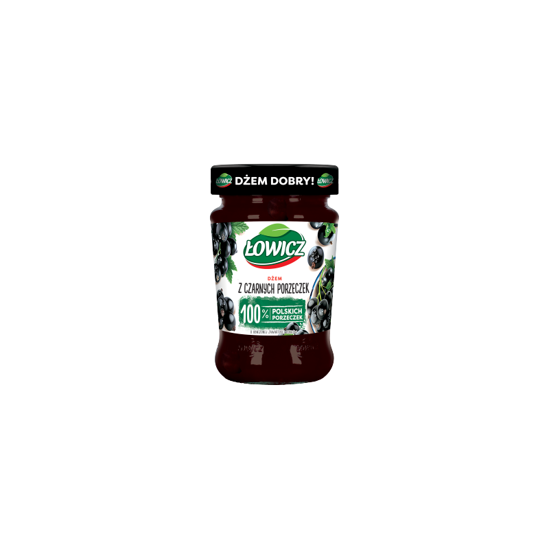 Łowicz Dżem z czarnych porzeczek o obniżonej zawartości cukrów 280 g