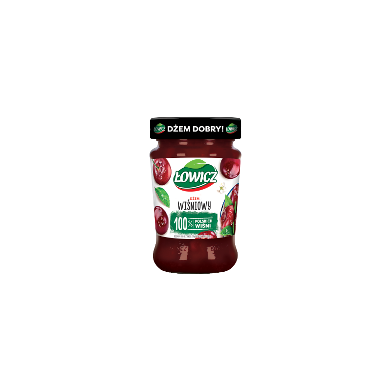 Łowicz Dżem wiśniowy o obniżonej zawartości cukrów 280 g