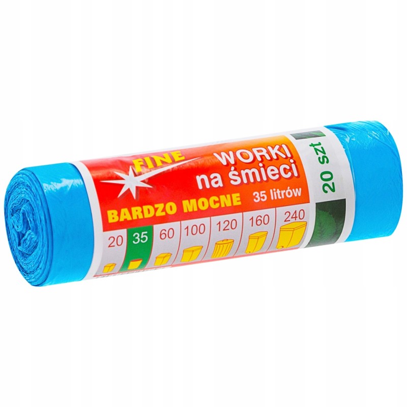 Worki na Śmieci 35L Mocne Niebieskie 20 SZT FINE