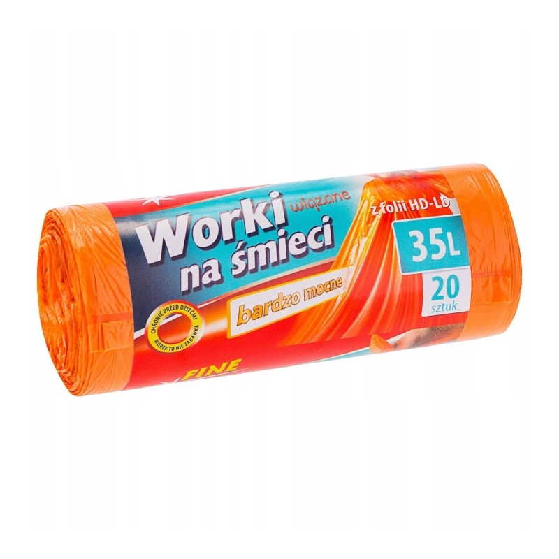 Worki na Śmieci 35L Mocne Pomarańczowe 20 SZT FINE