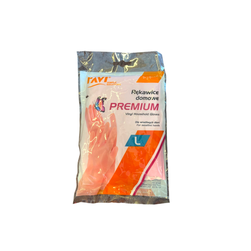 Rękawice domowe PREMIUM L , 1 para, do sprzątania, ochrona dłoni - RAVI