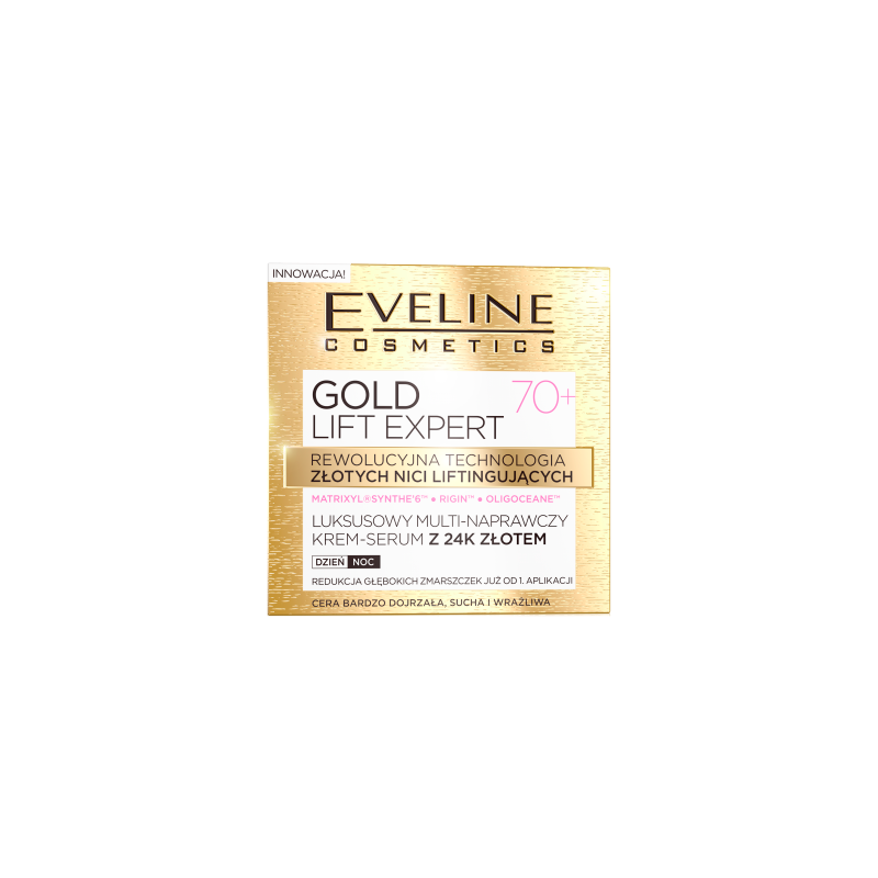 Eveline cosmetics Gold Lift Expert Luksusowy multi-naprawczy krem-serum z 24 złotem, 70+