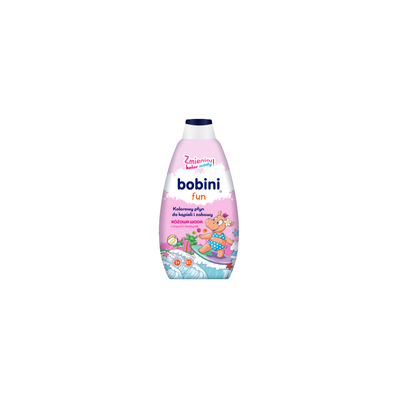 bobini Fun Kolorowy płyn do kąpieli i zabawy różowa woda o zapachu landrynek 500 ml