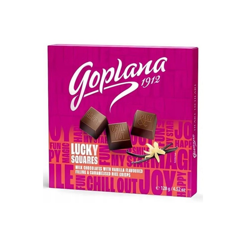 Praliny waniliowe z chrupkami Lucky Squares 130g Goplana