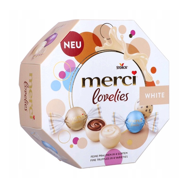 Merci Lovelies White Bombonierka 185g Czekoladki Pralinki