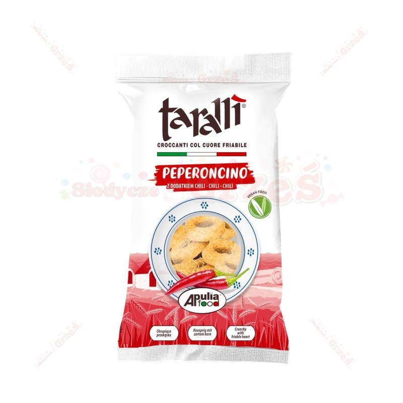Tarallini z CHILLI, włoskie - chrupiąca przekąska 100g Taralli