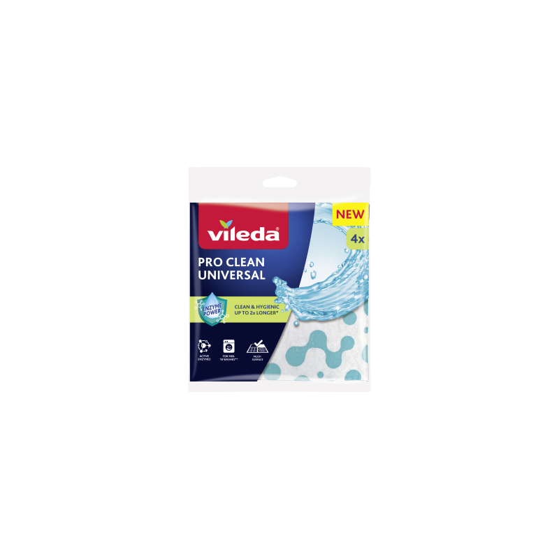 Vileda Pro Clean Ściereczka uniwersalna z enzymami 4 sztuki