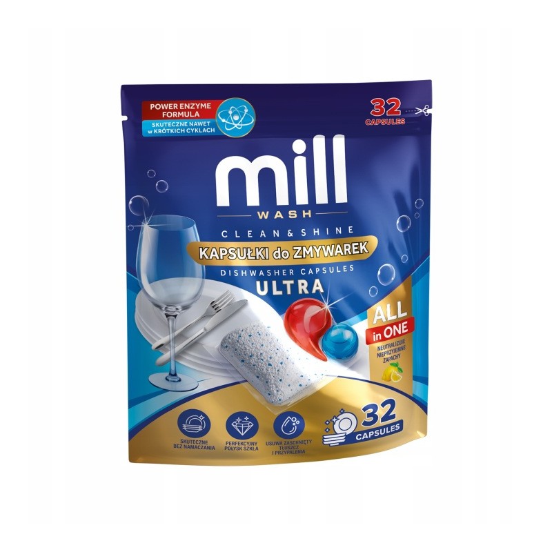 MILL Kapsułki do zmywarek CLEAN&SHINE Ultra 32szt