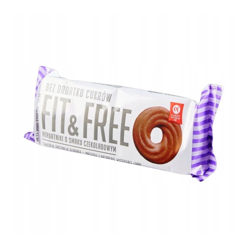 herbatniki Fit&Free czekoladowe - bez cukru, słodzone maltitolem 120g