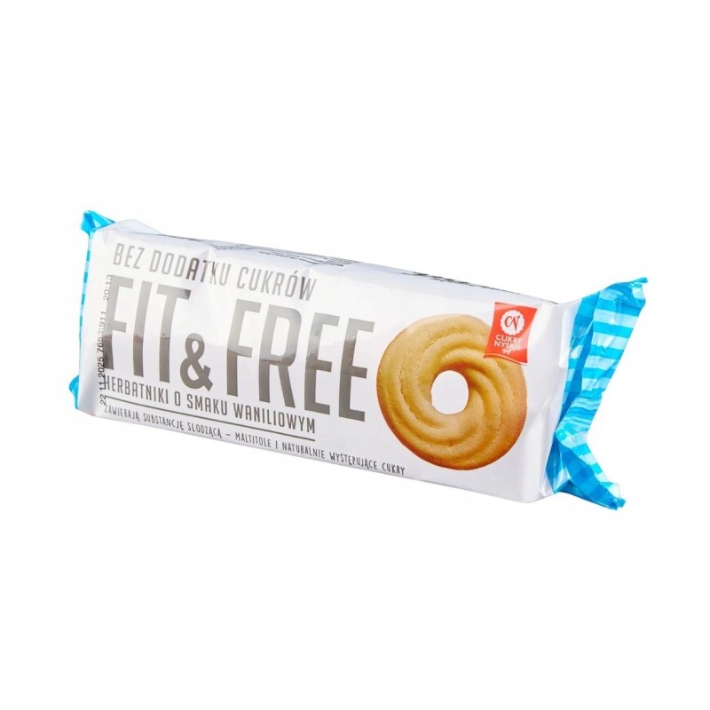 herbatniki Fit&Free waniliowe - bez cukru, słodzone maltitolem 120g