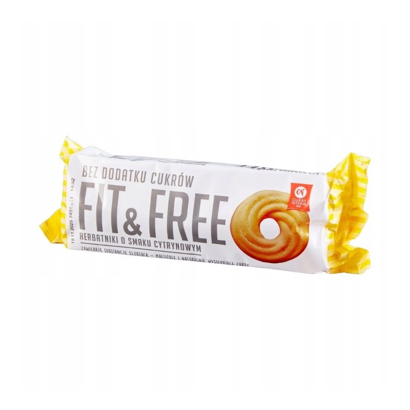 herbatniki Fit&Free cytrynowe - bez cukru, słodzone maltitolem 120g