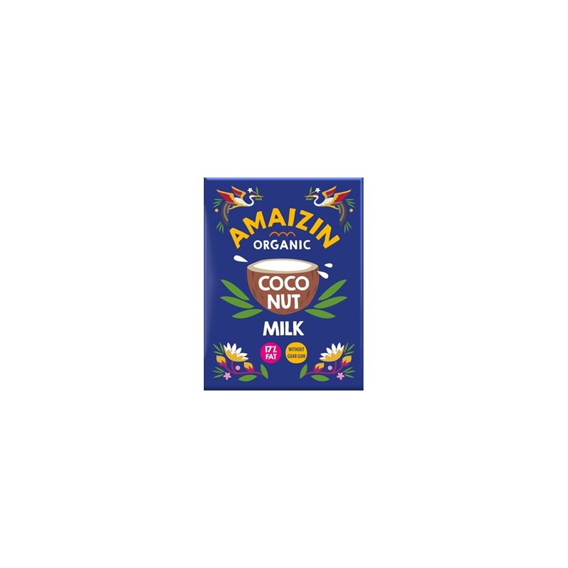 COCONUT MILK - NAPÓJ KOKOSOWY BEZ GUMY GUAR (17 % TŁUSZCZU) BIO 200 ml (KARTON) - AMAIZIN