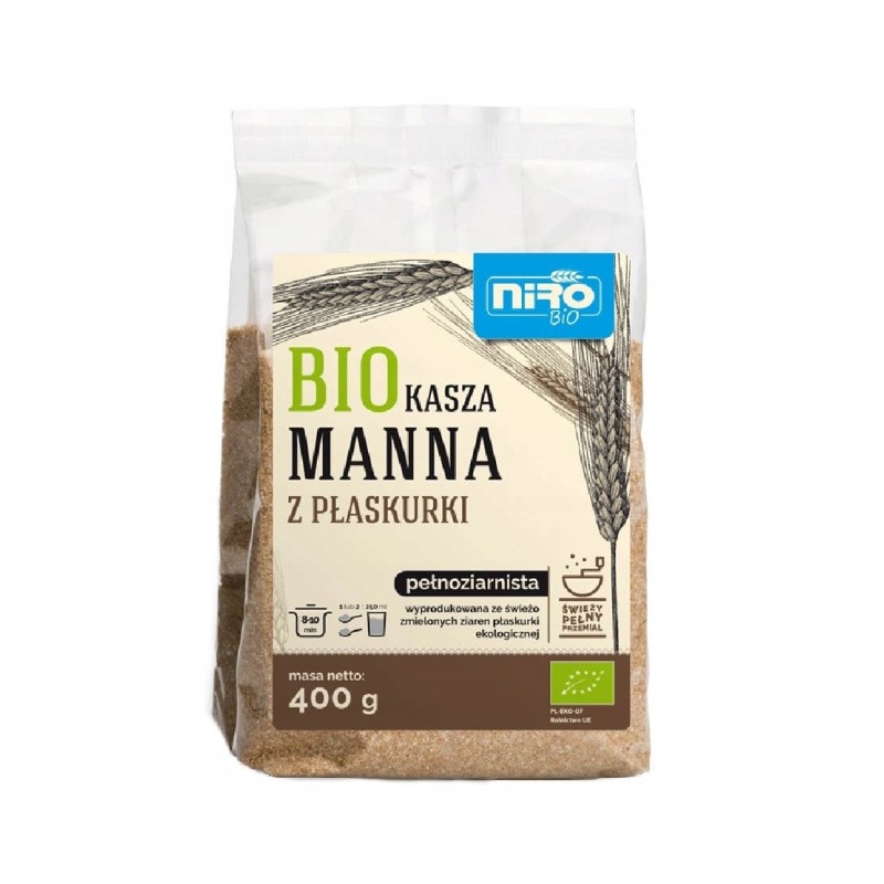 KASZA MANNA Z PŁASKURKI BIO 400 g - NIRO