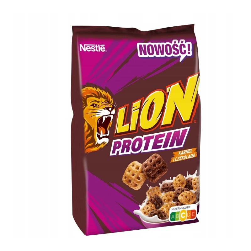 Płatki śniadaniowe Lion protein proteinowe 400g Nestle karmelowo czekoladowe
