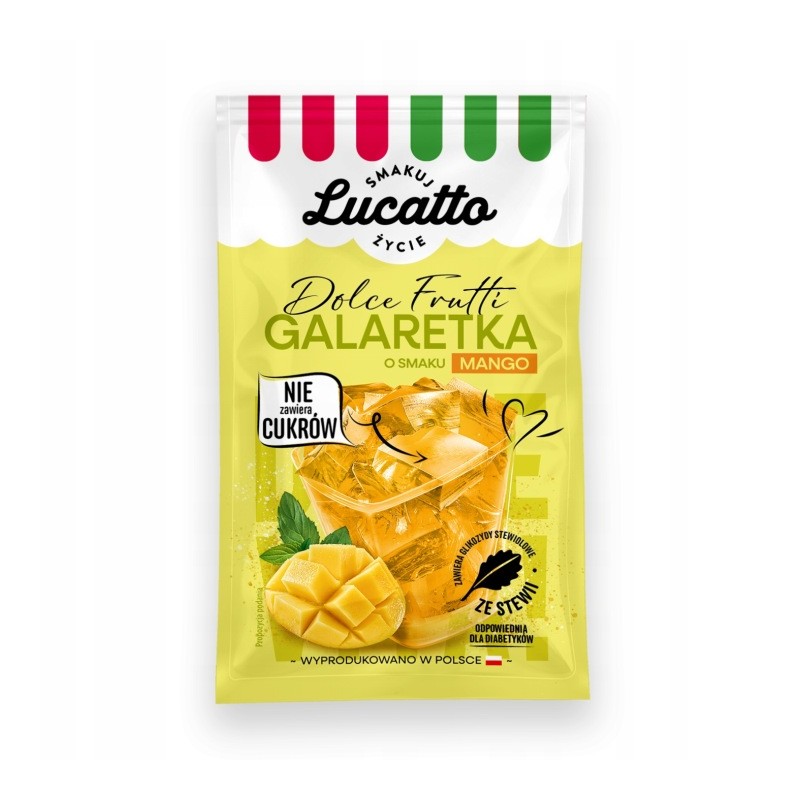 Galaretka o Smaku Mango 30g BEZ DODATKU CUKRU Lucatto (Emix) Dolce Frutti