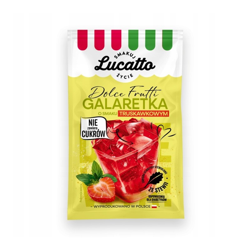 LUCATTO Dolce Frutti Galaretka o Smaku Truskawkowym Bez Cukru 30g