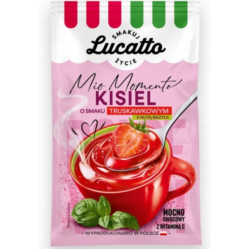 Lucatto Kisiel błyskawiczny o smaku truskawkowym z nutką bazylii 30g