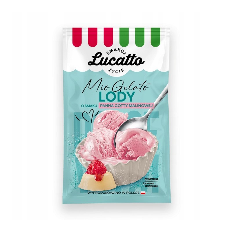 Lucatto Lody o smaku panna cotty z malinami w proszku 60g