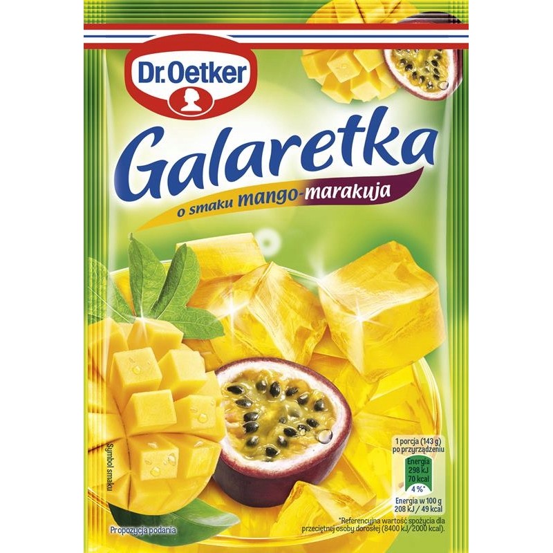 Dr. Oetker Galaretka Mango - Marakuja Owocowa Pyszna Witaminy Deser 72 g